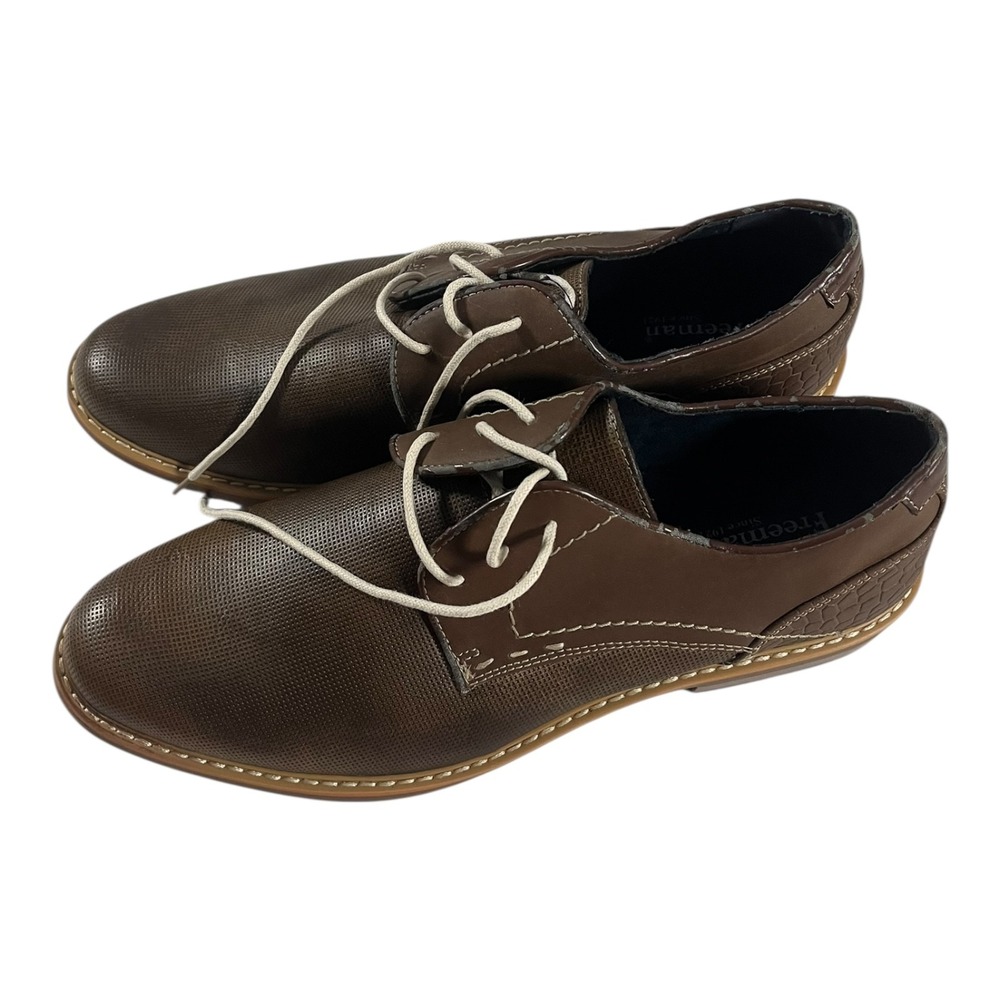 Freeman Men's Brown Lace-Up Oxford Dress Shoes Size 10M Textured